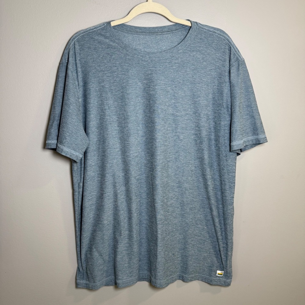Vuori Mens Performance Crew T-Shirt Blue Heather Short Sleeve Activewear Size L